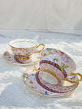 Classical Porcelain Cup&saucer 220ml Gold-plated Coffee Mug Water Mugs Dining Table Afternoon Tea Teacup Fruits Juice Cup