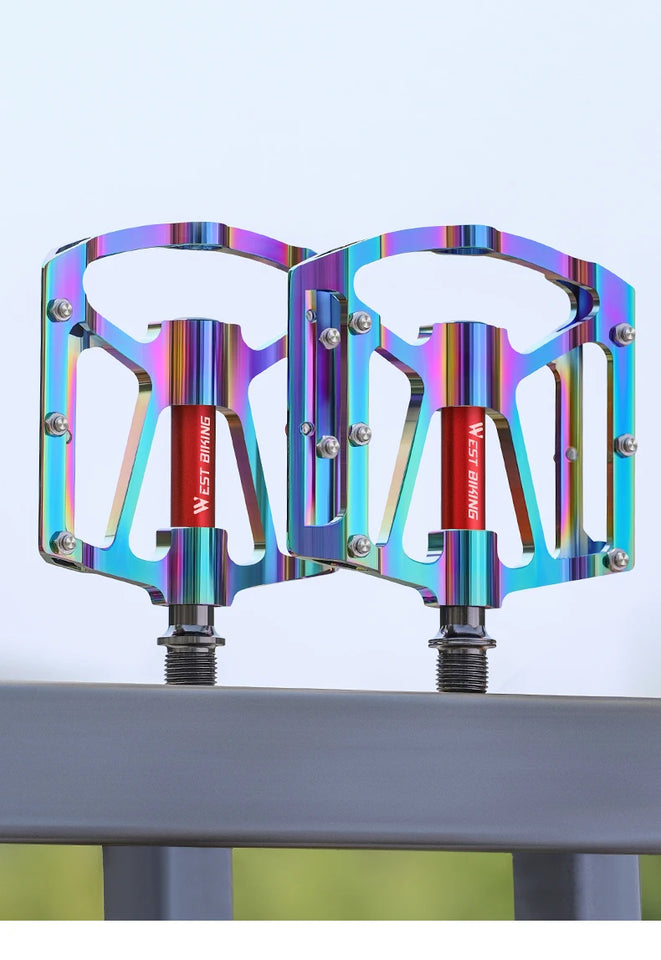 WEST BIKING Bicycle Pedal Three Bearing Aluminum Alloy Pedal Mountain Bike Road Bike Pedal Color Bike Accessories