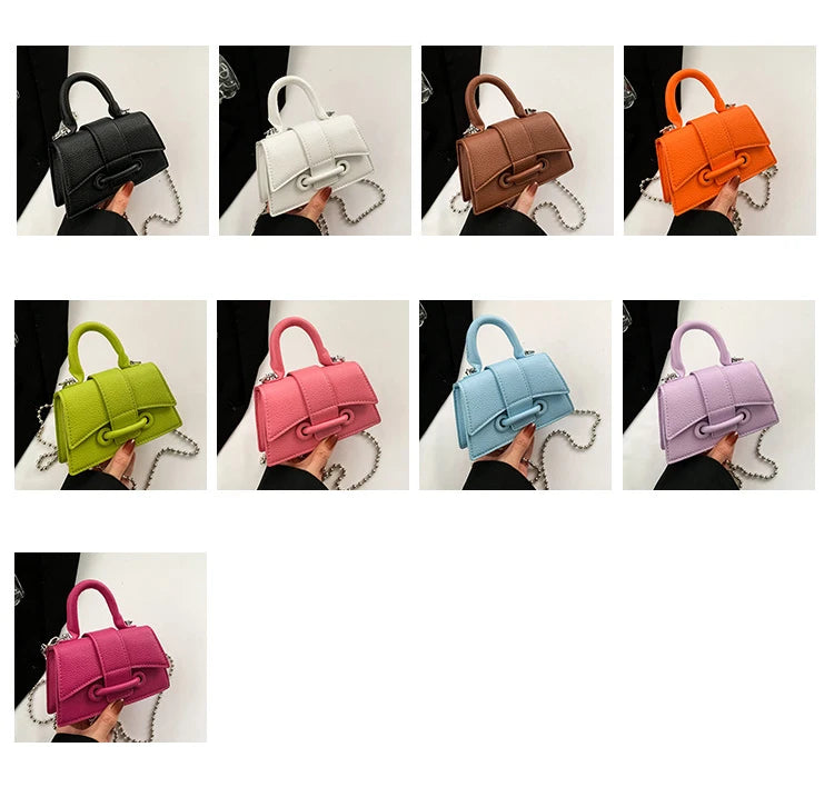 Women Mini Handbag Korean Style Chic Solid Texture Chain Crossbody Bag Ladies Summer High-Grade New Lipstick Commuter Bags