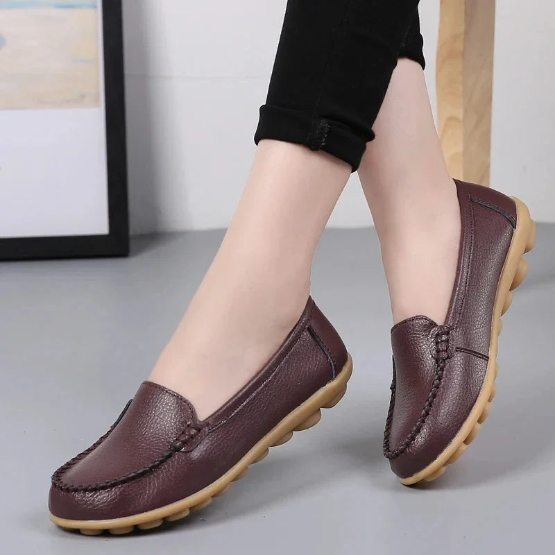 Women Flats Ballet Shoes Woman Cut Out Leather Breathable Moccasins Women Boat Shoes Ballerina Ladies Casual Shoes