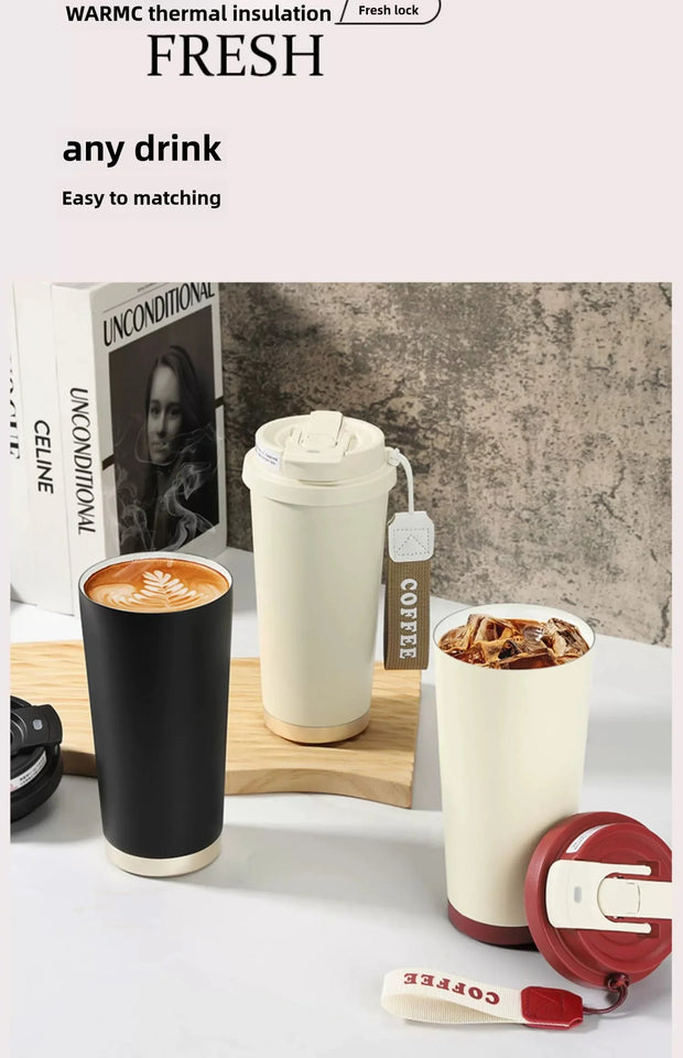 Ceramic Lined Insulated Cup Travel Coffee Cup with Sealed Lid Reusable Ceramic Lining High Aesthetic Value