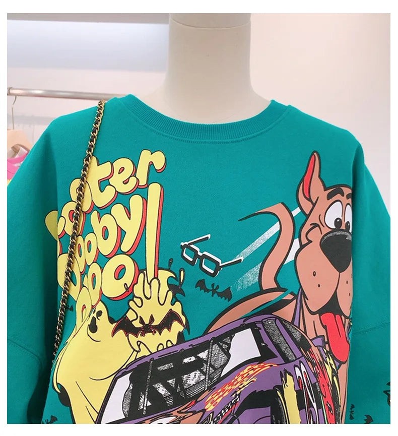 Letter Printing Sweatshirt Women High Street Cartoon Puppy Car Clothes Casual Crew Neck Sweater Bulk Items Wholesale Lots