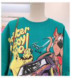 Letter Printing Sweatshirt Women High Street Cartoon Puppy Car Clothes Casual Crew Neck Sweater Bulk Items Wholesale Lots