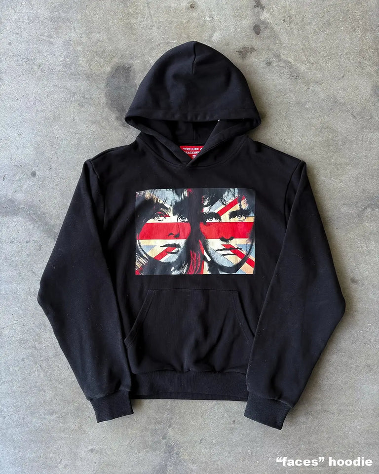 British flag printed cardigan hooded fashionable solid color oversized sweatshirt Y2K Harajuku Hip Hop Gothic casual clothes