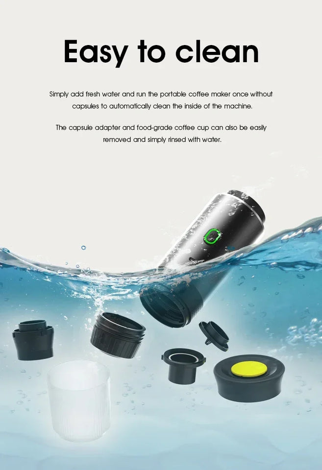Coffee Machine Wireless Electric Portable Espresso Coffee Machine Maker 3-in-1 Capsule Powder Travel Coffee Maker