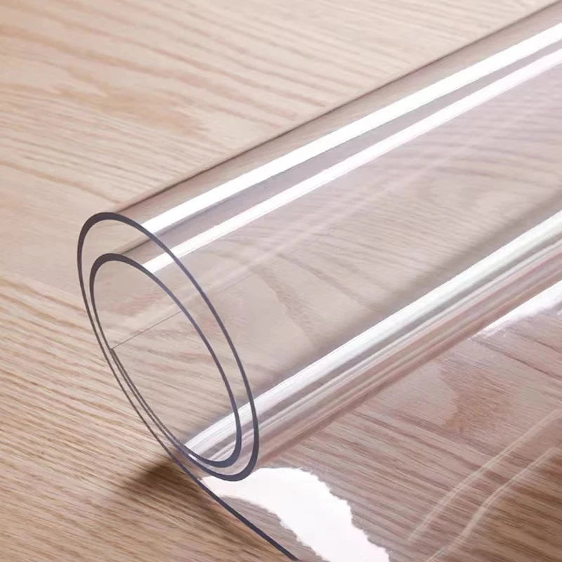 Transparent PVC tablecloth, soft glass crystal table mat, oilproof and waterproof, suitable for coffee table, dining table, desk