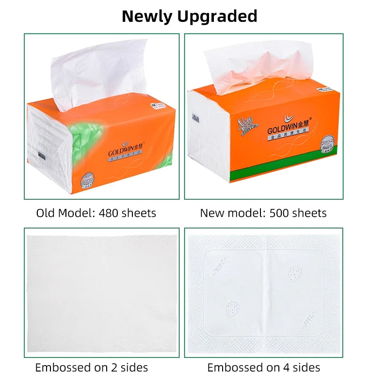 High Quality 500 Sheets Napkin Affordable Paper Tissue Paper Household Commercial  Extraction Facial Tissue For Mother Baby Pape