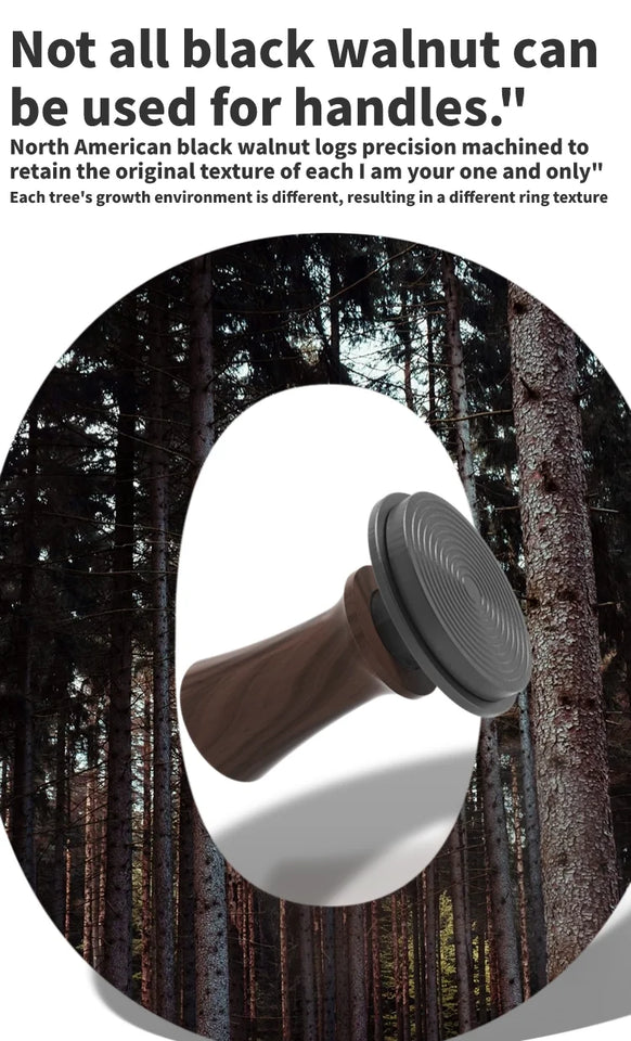 BEARR Coffee Tamper Double Spring Coffee Powder Walnut Handle Constant Pressure SpringCoffeeTamper 51/53/53.7/58.35 Barista Tool