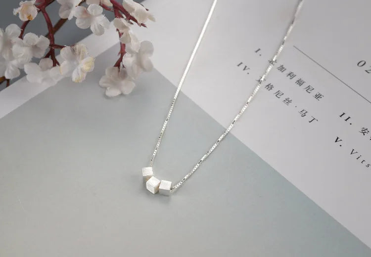 REETI New Arrivals real 925 Sterling Silver Three squares Necklaces Pendant Hot Sale Pure Silver Jewelry for Women