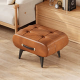 Furniture Small Upholstered Shoe Bench Oil Wax Leather Padded Entryway Shoe Changing Stool Modern Minimalist Living Room Ottoman