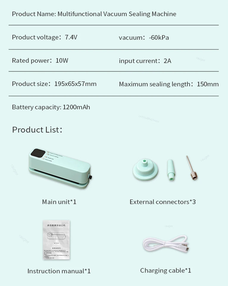 Plastic Bags Sealer Food Packaging Bag Sealing Machine Mini Sealer Portable Heat Bag Sealer Rechargeable Food Bag Thermal Sealer
