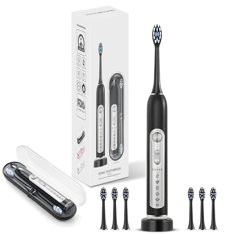 SUBORT S7 Super Sonic Electric Toothbrushes for Adult Kid Smart Timer Whitening Toothbrush IPX7 Waterproof Replaceable Heads Set