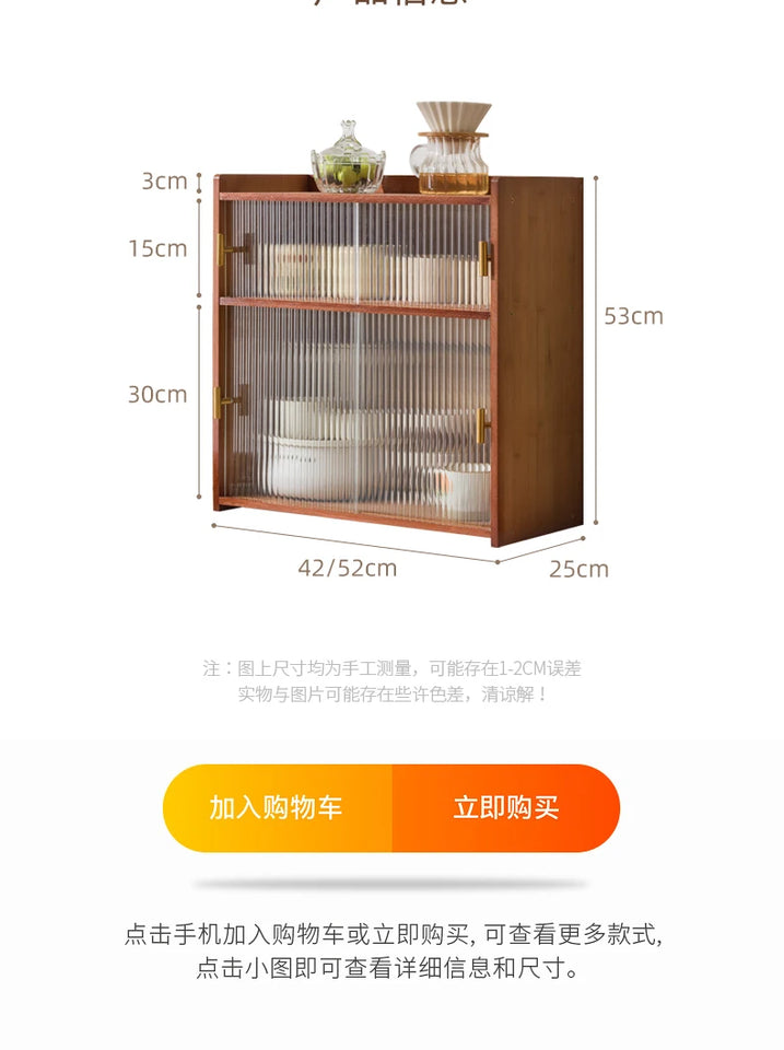 ‌Dustproof Cup Display Cabinet Glass Door Curio Shelf for Coffee Mugs Tabletop Drinkware Organizer for Dining Room/ Bar Counter