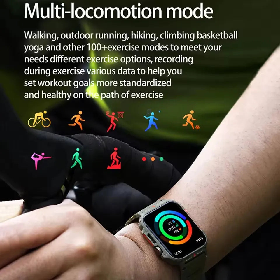 New Outdoor Smartwatch Men Women Bluetooth Call Heart Rate Health Monitor Military Watches GPS track Sports Fitness Smart Watch