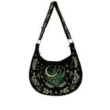 Dark Gothic Witch Plant Embroidered Flannel Shoulder Underarm Bag, Vintage Large Capacity Crossbody Bag,  Bags for Women