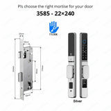 TTLock APP Waterproof Fingerprint Password Smart Lock For Outdoor Pull Push Sliding Aluminum Door 2885/ 3585/ 4585 /6085 Mortise