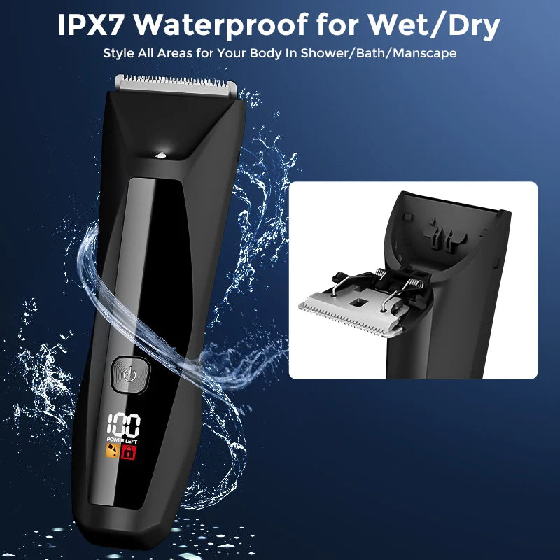 SEJOY Body Pubic Hair Trimmer for Men With Standing Recharge Dock,Balls Women Lady Shaver Hair Removal Bikini Trimmer