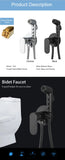 ULA Brass Bidet Faucet Black Toilet Faucet Handheld Toilet Bidet Sprayer Set Hygienic Shower Hot Cold Water Mixer Shower Head