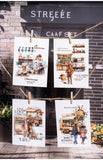 Coffee Bazaar Series Sticker Pack 6 Coffee Shop Diorama Themes 15Pcs Journal Decor for Cafe Lovers