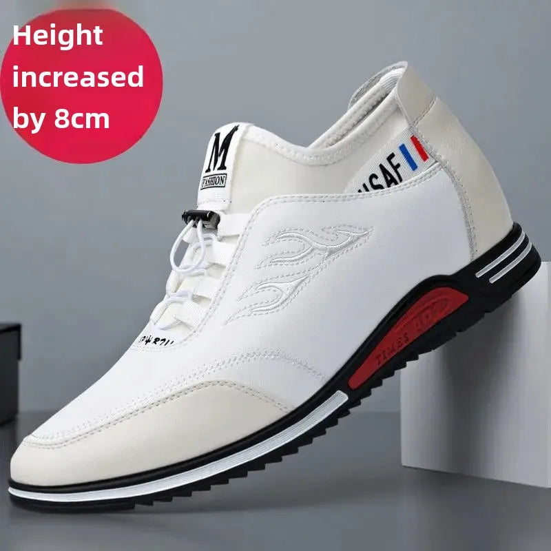 2024 Autumn New Casual Shoes For Men Fashionable Inside Increased High 6cm Lazy Shoes Rubber Shoe Sole Polyamide Leather Shoe