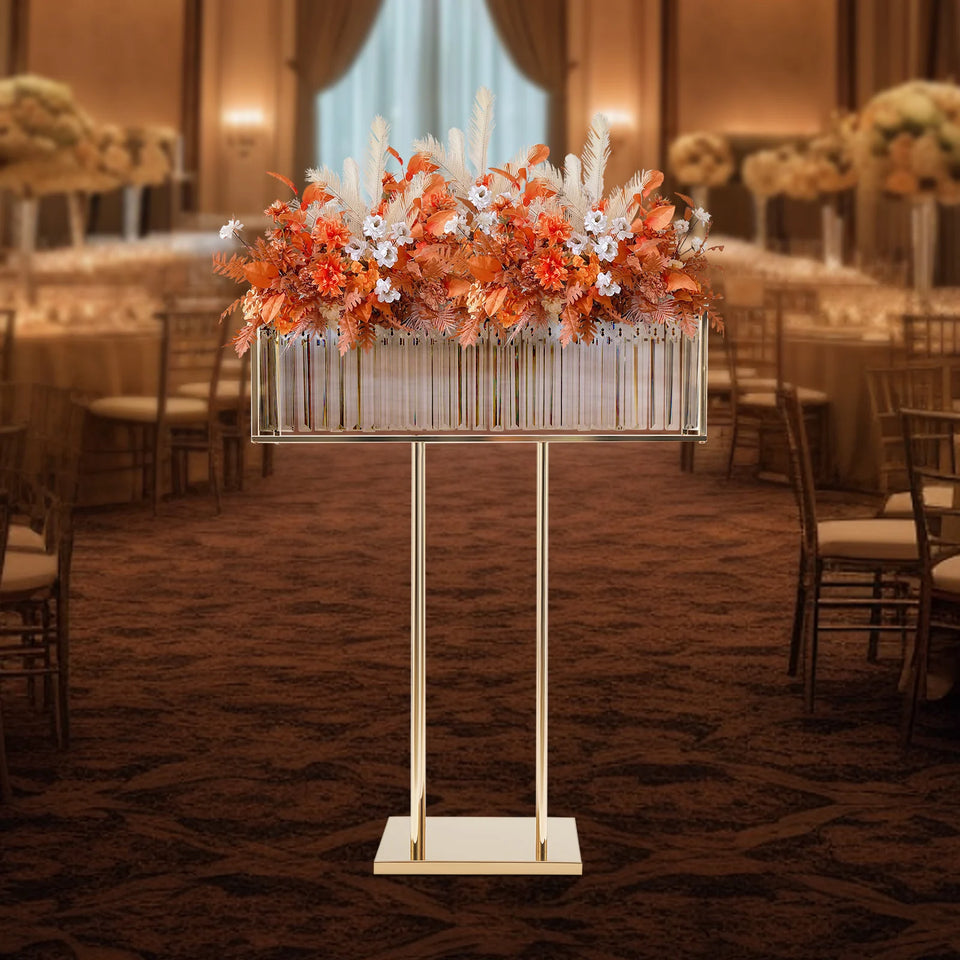 Bymaocar 70*90cm Wedding Flower Stand, Wedding Crystal Flower Stand, Crystal Flower Stand Gold