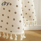 Cotton Linen Nodic Pastoral Black Peonies Black Tassel 150cm Round Tablecloth for Coffee Tables Table Cover Round Table Cloth