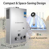 Sihao LPG Gas Hot Water Heater 6L-18L Tankless Instant Butane Propane Gas Boiler With Shower Kit LCD Display For Home Camping ﻿