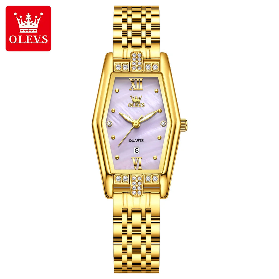 OLEVS Brand Casual Stainless Steel Female Wristwatcch Relogio Feminino Luxury Gold Red Quartz Ladies Watch Fashion Women Watches