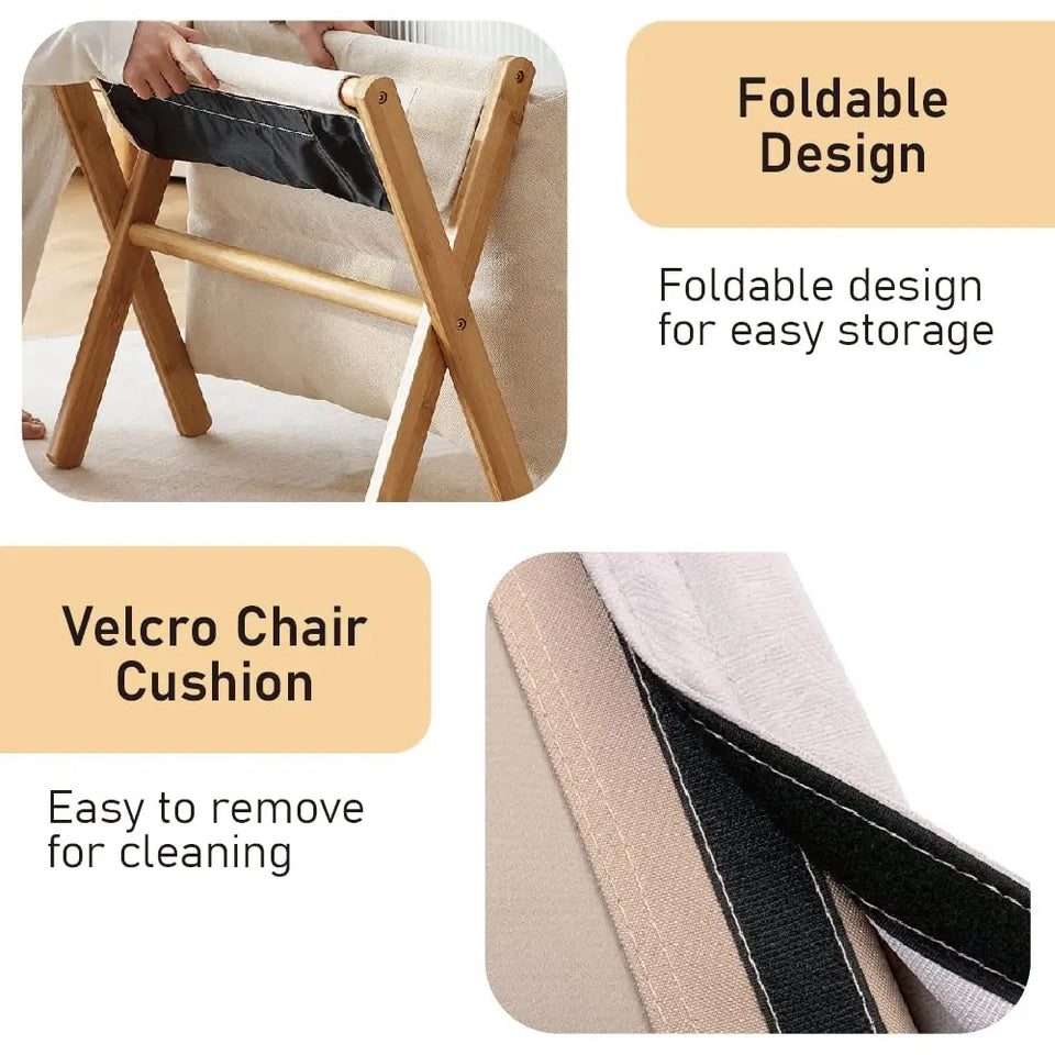 Household Small Stool Foldable Sofa Stool for Living Room Foot Stool Beech Wooden Leisure Low Stool Portable Desk Footrest