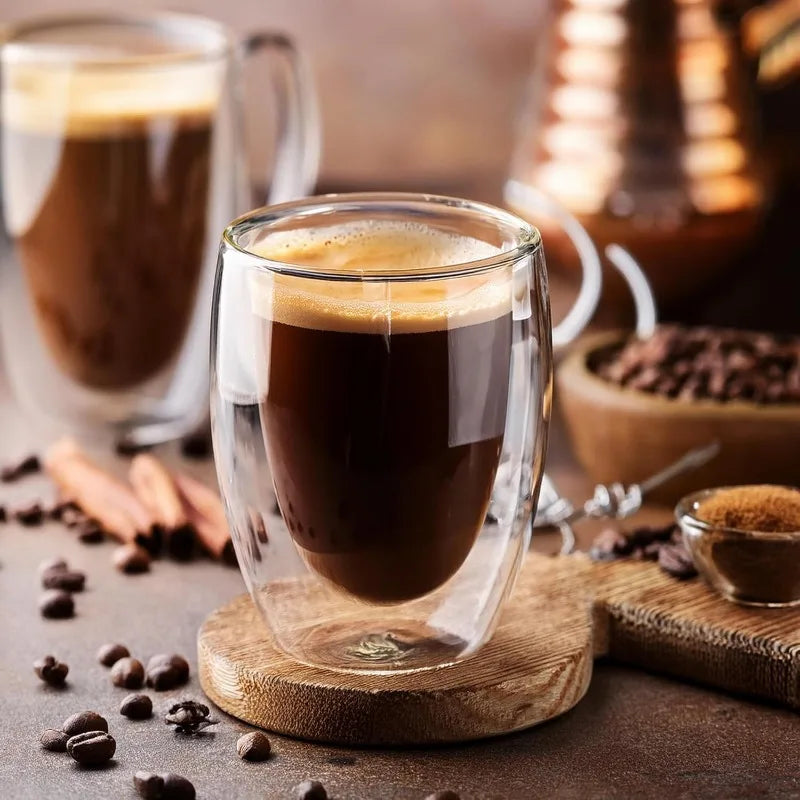 1/3pcs Glass Coffee Cup Transparent Double Walled Glass Heat-resistant Milk Juice Tea Cup Kitchen Bar Party Drinkware Gift Set