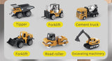 6pcs/set Alloy Engineering Truck Toy Car Classic Construction Model Vehicle Loader Tractor Excavator Toys for Boys Gifts