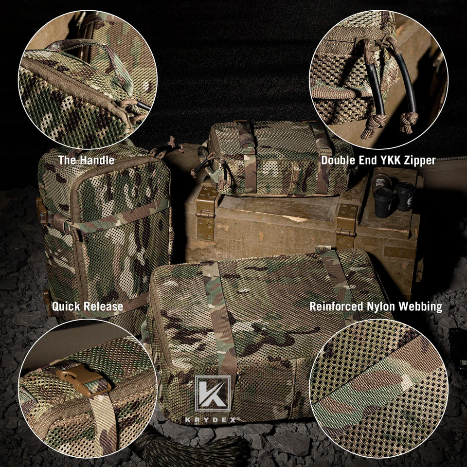 KRYDEX Tactical Modular Pouch Set Outdoor Backpack Organizer Travel Suitcase Packing Cubes Hunting Gear