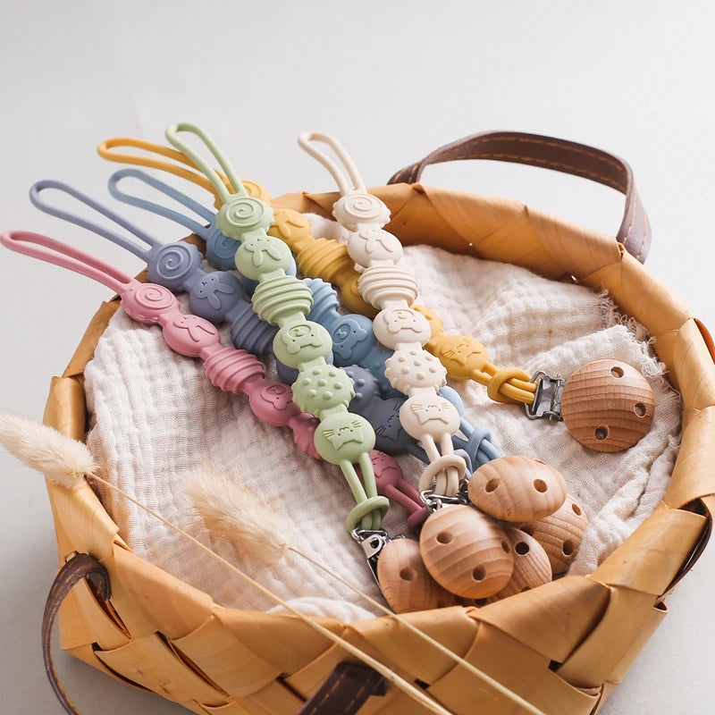 1PC Baby Silicone Teether Toys BPA Free Silicone Finger Ring Pacifier Chain Soothing Teething Toys For Newborn Teething Gifts