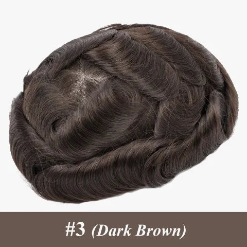 New Australia--Male Hair Prosthesis Toupee Men Lace and PU Breathable Men's Wig For Men Natural Hairline 6" Men's Hair System