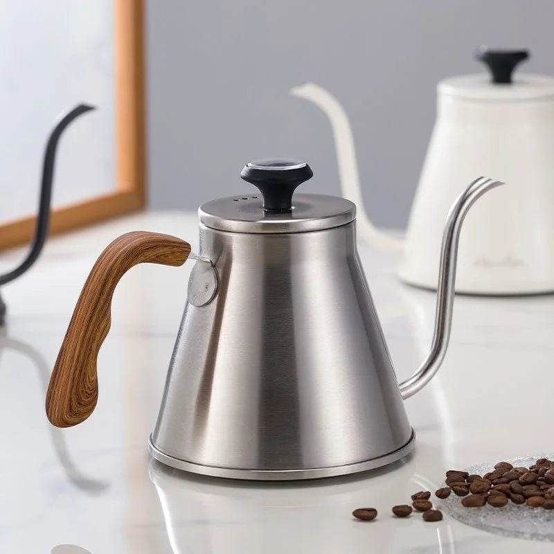 1.2L Pour Over Coffee Kettle - 304 Stainless Steel, Long Spout with Temperature Control, Suitable for Open Flame & Tea Brewing