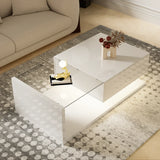 Rosahqnda coffee table side tables coffee table tables with glass and LED effect, high gloss white