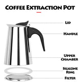 Coffee Maker Machine Moka Pot American Latte Electric Burner Italian French Press Percolator Brew Kettle Stovetop StainlessSteel