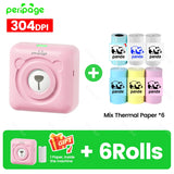 9 Colors Peripage A6 304DPI Mini Photo Printer Notes Sticker Label Printing Machine Bluetooth Portable Wireless Printer Marker