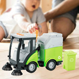 Friction Powered Wheels Vehicle Kids with Light and Sound Effects Removable Garbage Can 1/16 Street Sweeper Truck Birthday Gift
