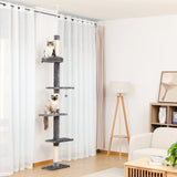 Adjustable Height Cat Tree for Indoor, Floor to Ceiling Cat Tower with Scratching Posts, Cat Scratcher Furniture, Kitten Toys