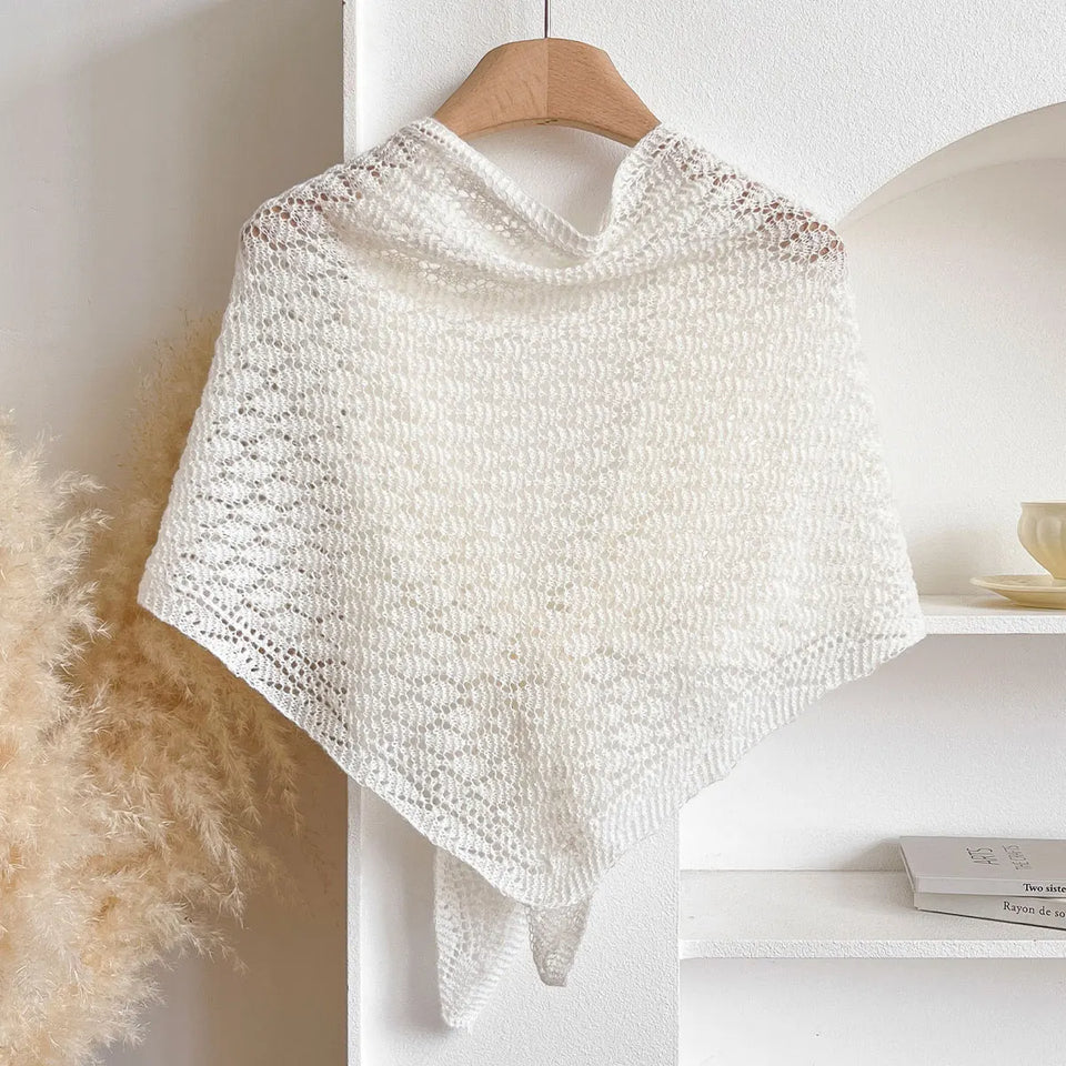 Korean Hollow Out Knitted Shawl Summer Air Conditioning Fake Collar Neck Guard Knit Thin Knotted Cape Shoulder Scarf For Women