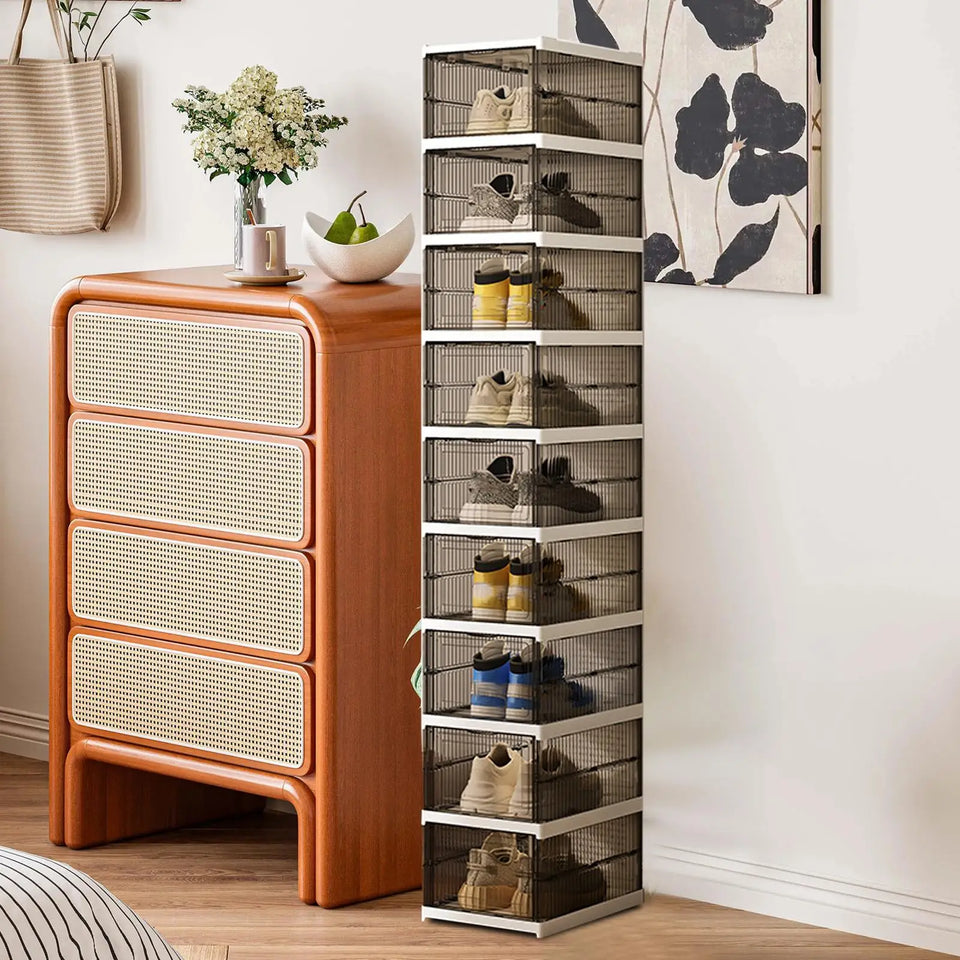 Shoe Rack Clear Shoe Storage Organizer Foldable Clear Stackable Box for Bedroom Hallway Home Dormitory Boot Workplace Sneaker