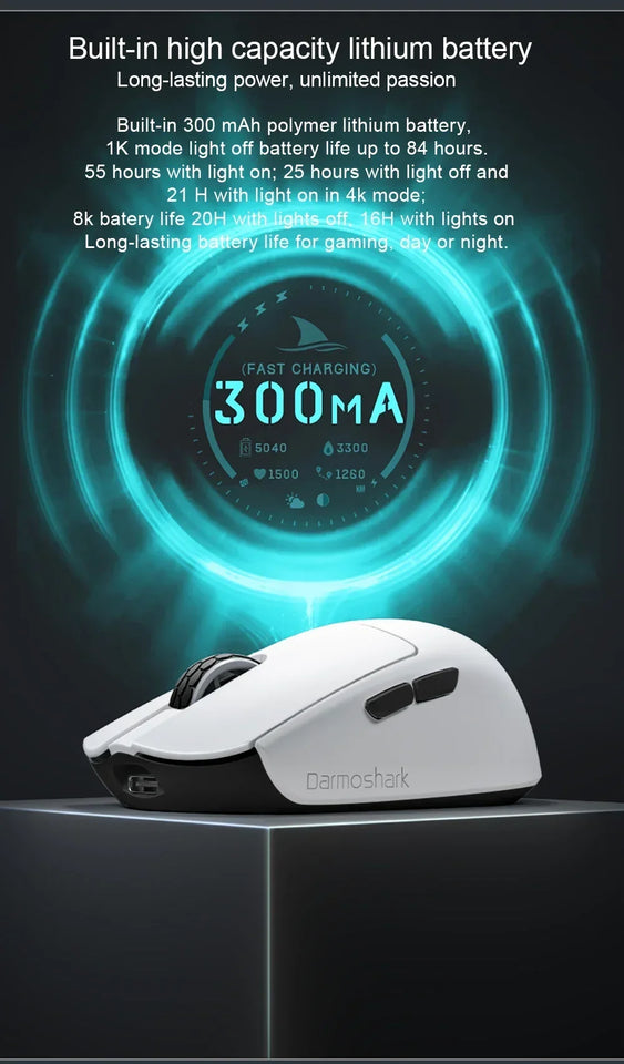 New Darmoshark M5 Pro Wireless Mouse PAW3950 8K Bluetooth Tri-Mode Connection Gaming Macro Mouse 30000DPI N52840 38g Lightweight