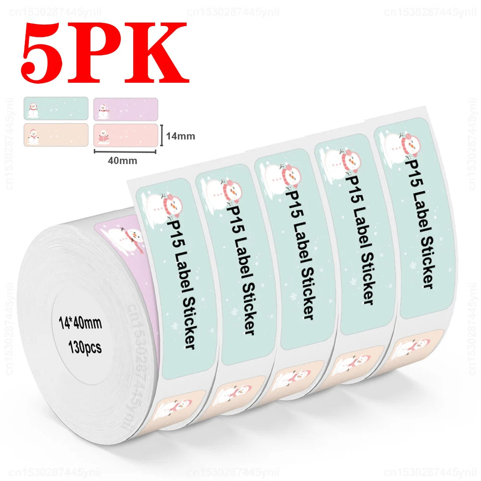 Labelwell 5/10PK P15 Thermal Label Sticker 12x40mm 15x30mm Label Tape Compatible for Marklife P15 P12 P11 L12 D30 Label Printer