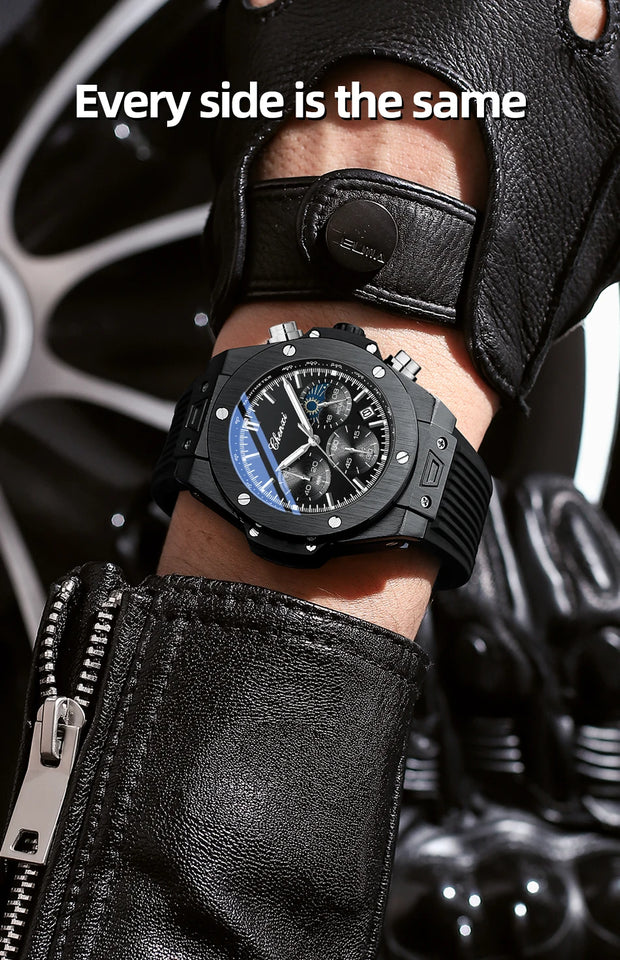 Men Watches High Quality Waterproof Sports Chronograph Quartz Wristwatches Silicone Strap Calendar Luminous Watch For Men