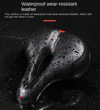 Hollow Breathable Bicycle Saddle Men Women MTB Road Bike Saddle Shock Absorbing Comfortable Big Butt Bike Seat Safety Warning