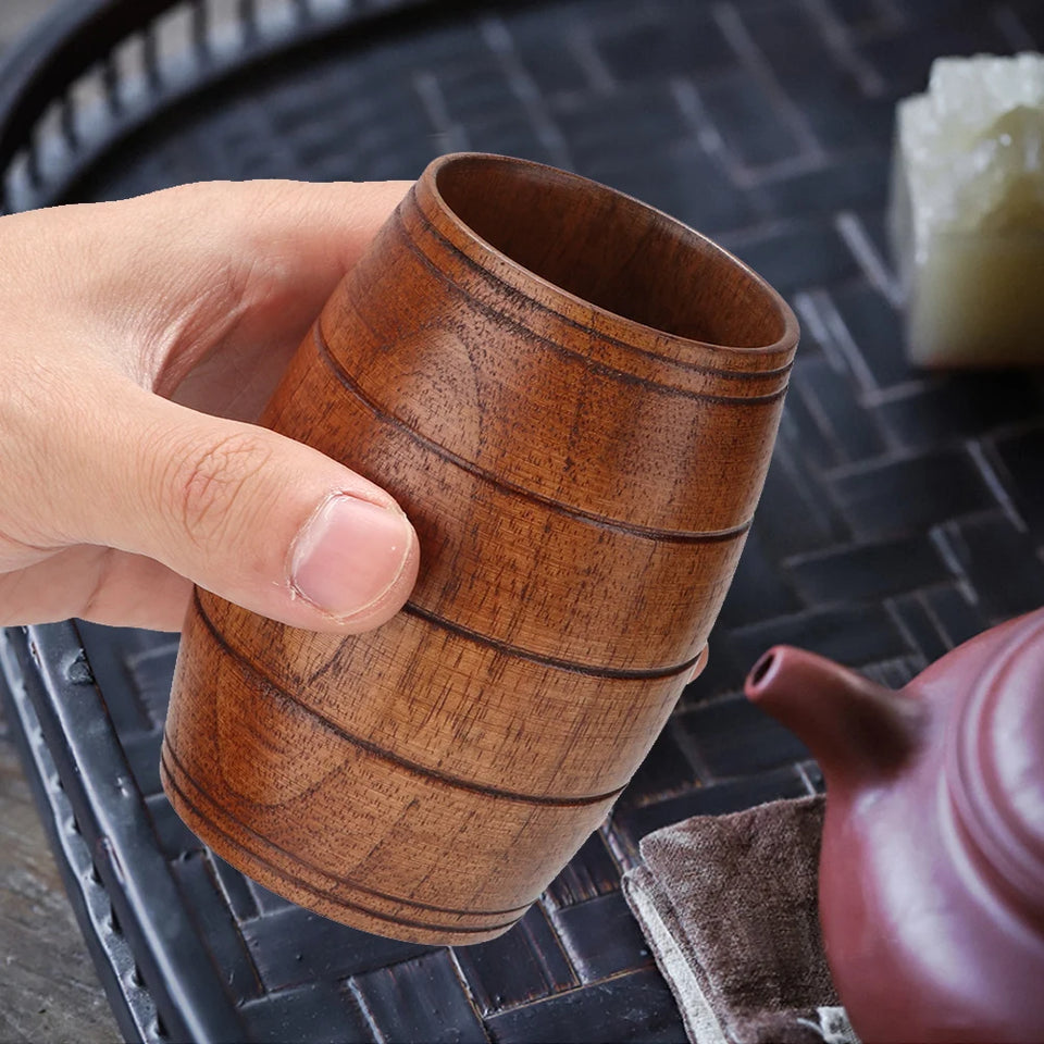 Wood Cup Household Natural Classical Wood Water Cup Beer Coffee Milk Tea Cup Kitchen Utensils 8cm Diamete