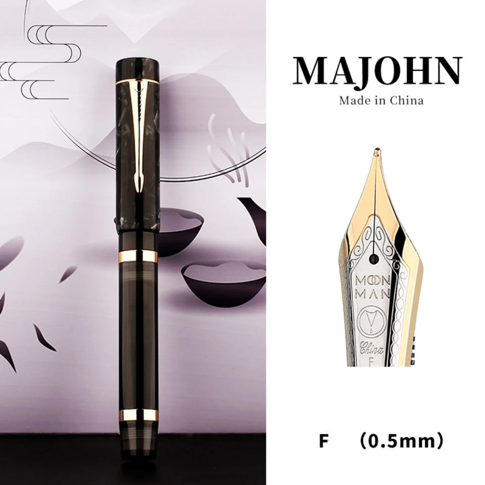 Majohn M700 Resin Fountain Pen EF/F Nib 0.5/0.38mm with A Converter Germany Imported Ink Pen Beautiful Students Gifts