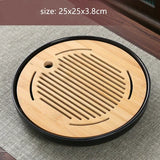 Bamboo Tea Tray Household Tea Set Accessories Small Tea Board Water Storage and Drainage Wet and Dry-use Tray Teaware Decorative