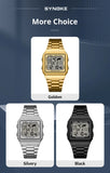 SYNOKE Stainless Steel watchband Chrono Sport Watches Men Back Light Display Digital Wristwatch Waterproof plastic watch case